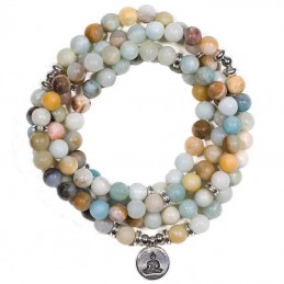 Bracelet pierre amazonite extensible - Bouddha