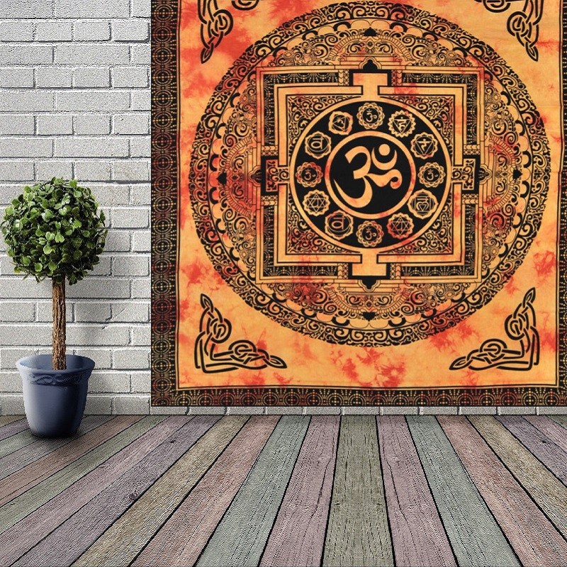 Tenture murale indienne Om en coton 240x220cm