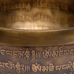 Bol chantant tibétain artisanal gravé en bronze 16cm - Terres de Mousson