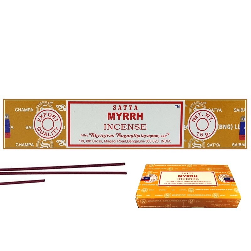 Bâtonnets d'encens indien naturel Satya à la myrrhe 15g