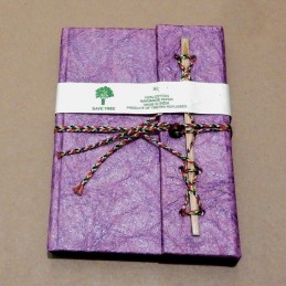 Carnet en coton fait main 18x13cm avec papier recyclé - coloris violet