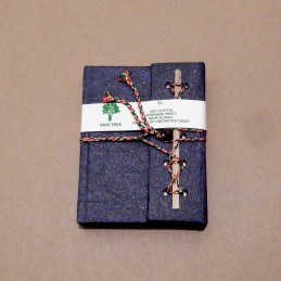Carnet tibétain en coton et papier recyclé 13x9cm - coloris bleu