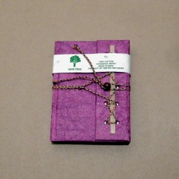 Carnet tibétain en coton et papier recyclé 13x9cm - coloris mauve