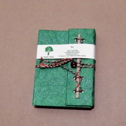 Carnet tibétain en coton et papier recyclé 13x9cm - coloris vert