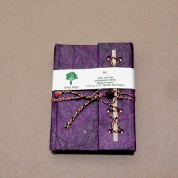 Carnet tibétain en coton et papier recyclé 13x9cm - coloris violet