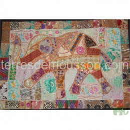 Tenture indienne patchwork artisanale du Rajasthan 150x100cm