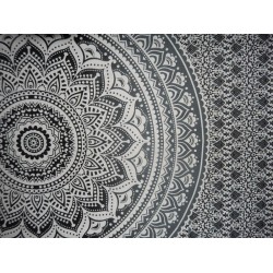 Tenture indienne en coton mandala grande taille 110 cm couleur noir