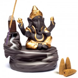 Ganesh 11cm - Brûle-encens à refoulement en céramique