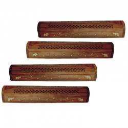 Porte encens boite avec réserve, pour bâtonnets et cônes d'encens, en bois de sheesham, 36cm