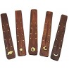 Porte encens gondole/ski, longueur 26cm, motifs variés en laiton