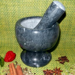 Mortier de cuisine en marbre avec pilon (12x12cm)